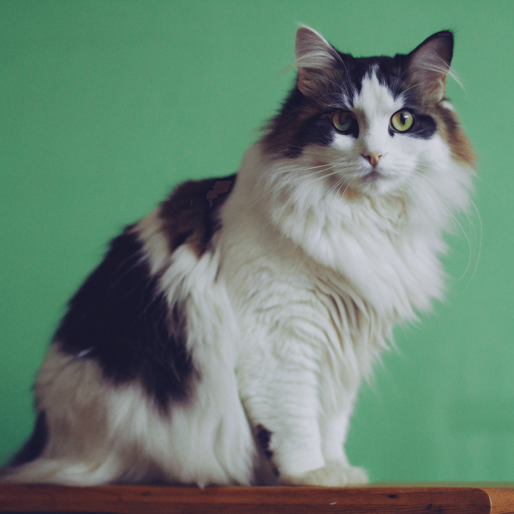 白猫在樱花树上